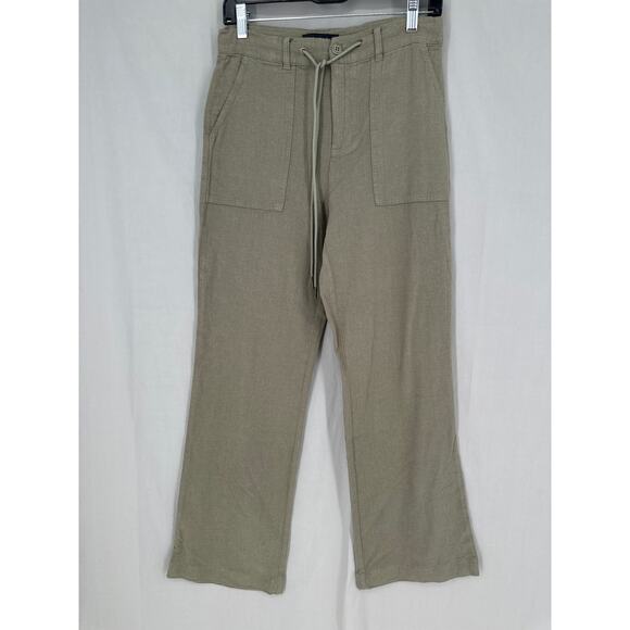 Sanctuary Anthropologie Pants Womens 25P Green Linen Straight Drawstring Beach - Picture 1 of 8